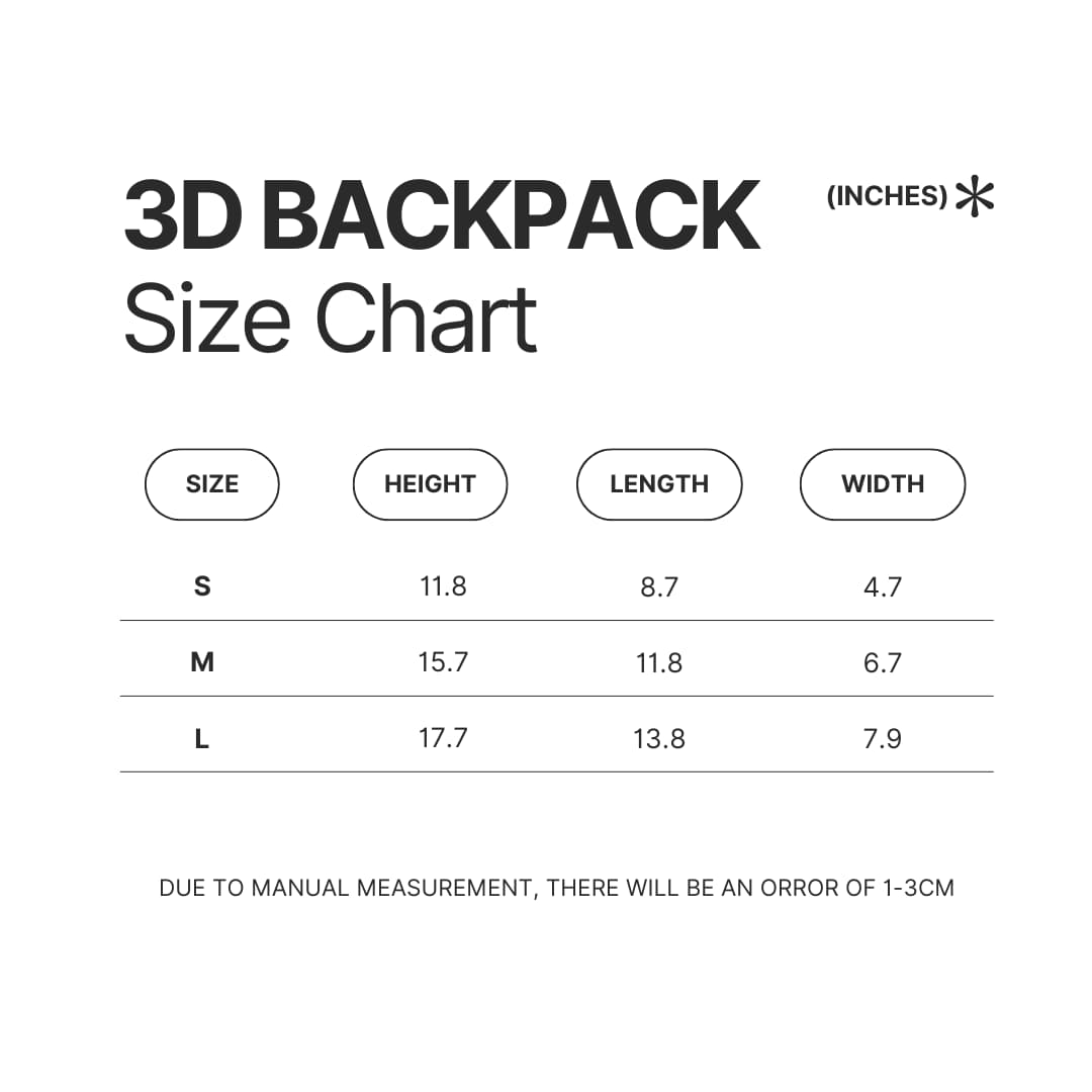 3D Backpack Size Chart - Elden Ring Store