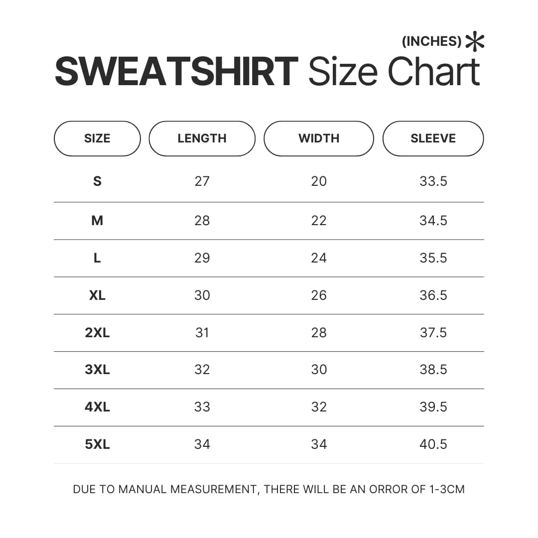 Sweatshirt Size Chart - Elden Ring Store