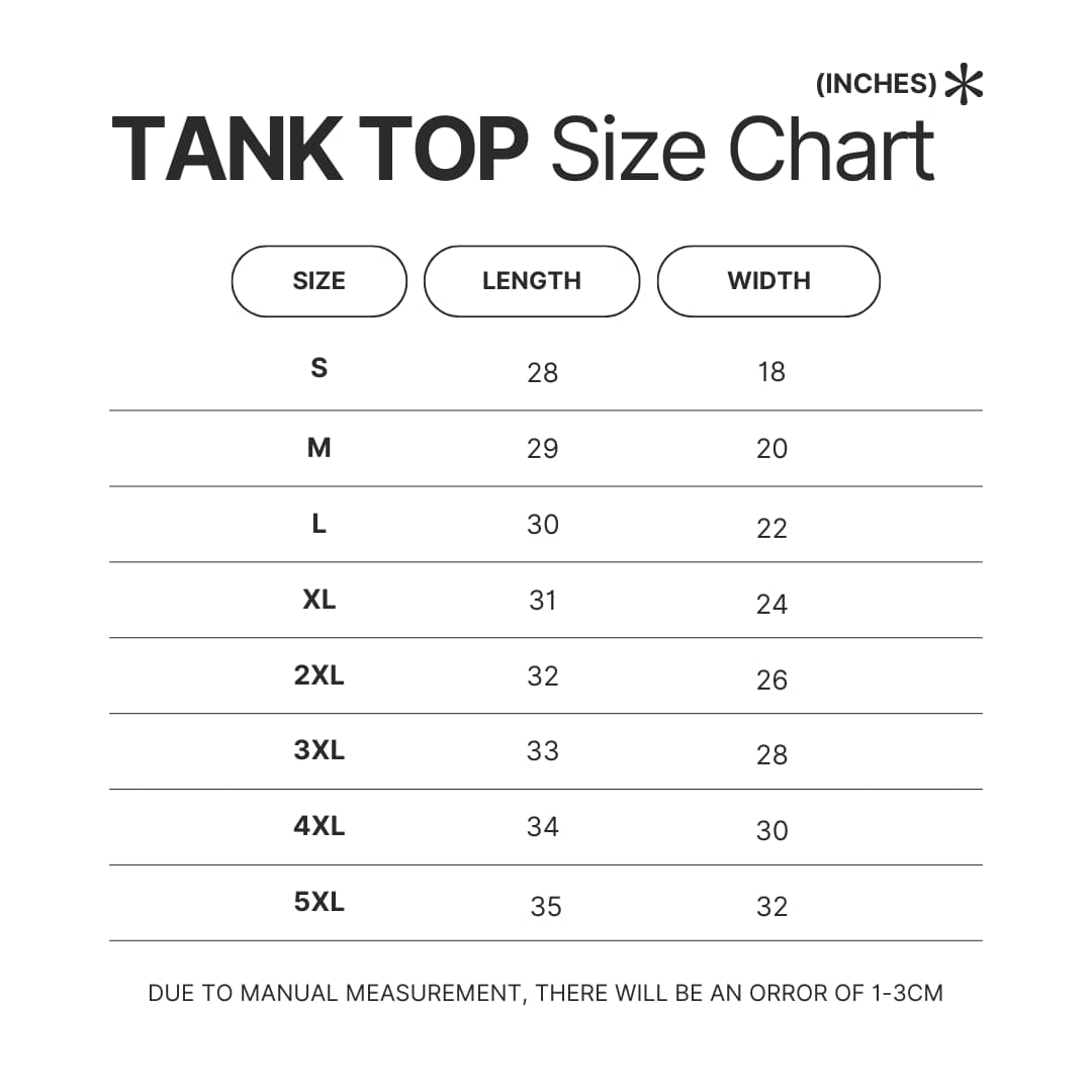 Tank Top Size Chart - Elden Ring Store
